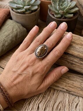 Brown Agate Statement Ring